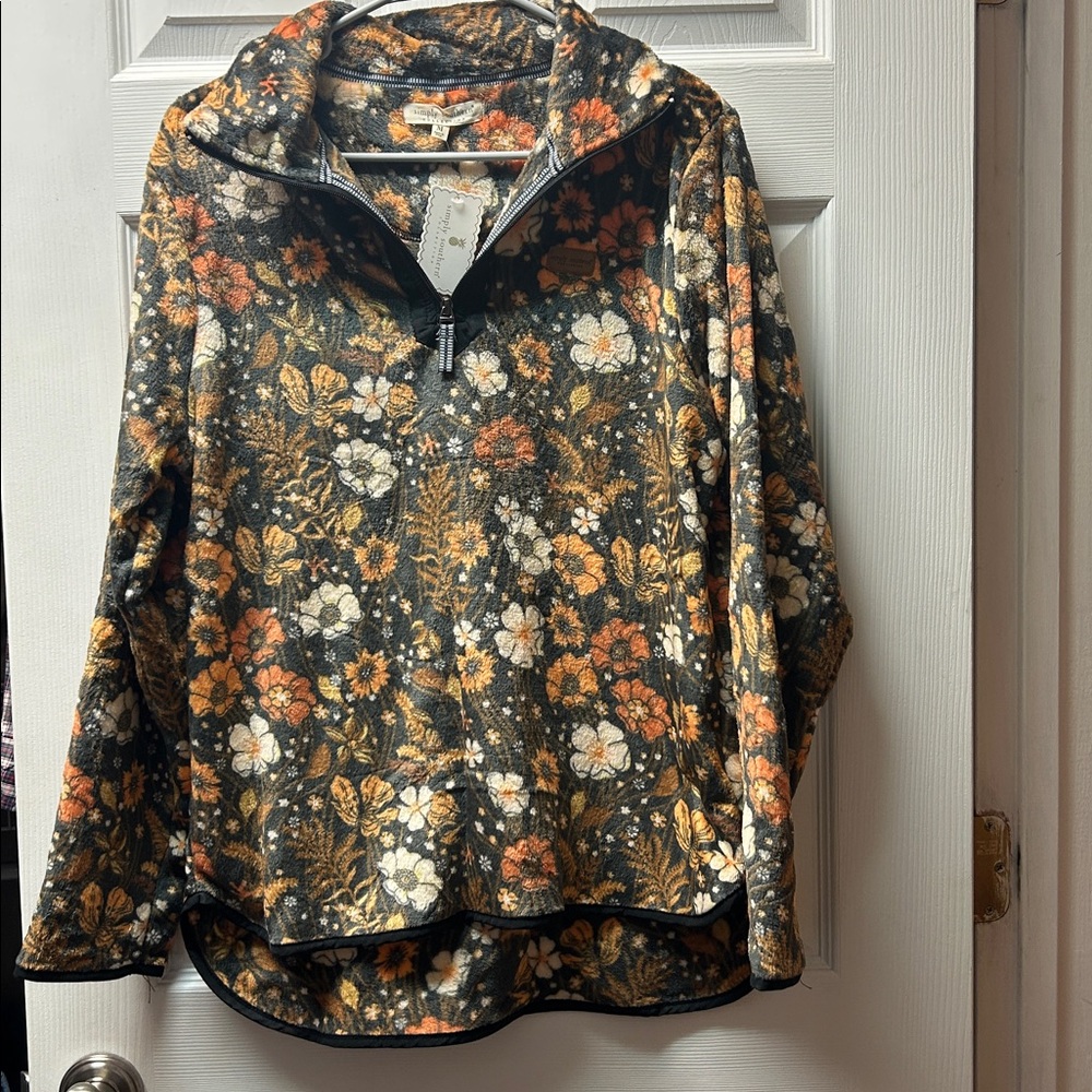 Simply Southern Floral Fleece Quarter-Zip